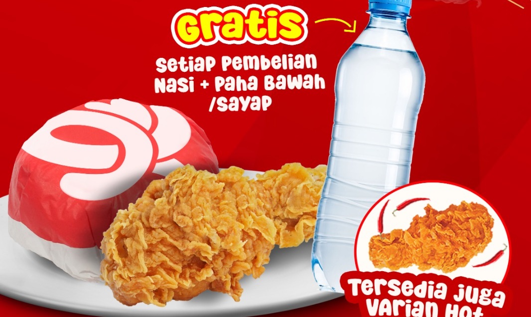 Paket Ayam + Nasi, Gratis Air Kemasan